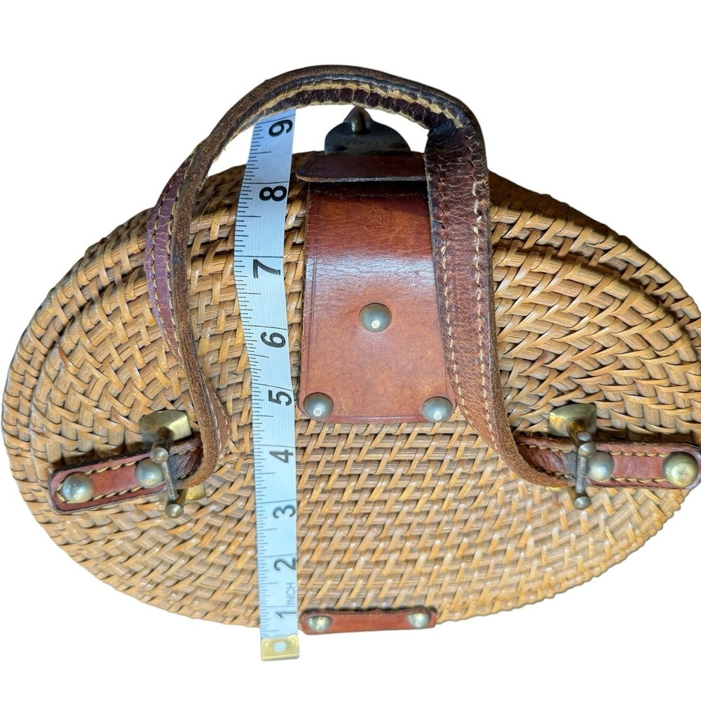 Vintage 1960's Etienne Aigner Wicker Rattan Basket Satchel Creel Purse Hand Bag - Picture 11 of 13
